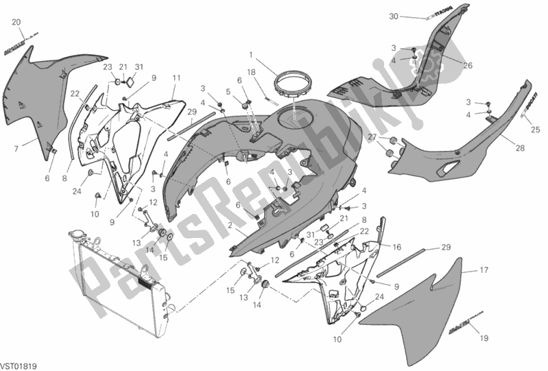 All parts for the 34a - Fairing of the Ducati Multistrada 1260 S Touring Brasil 2020